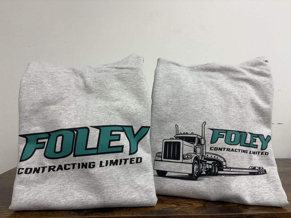 Printed Foley Contracting shirts showing consistent branding